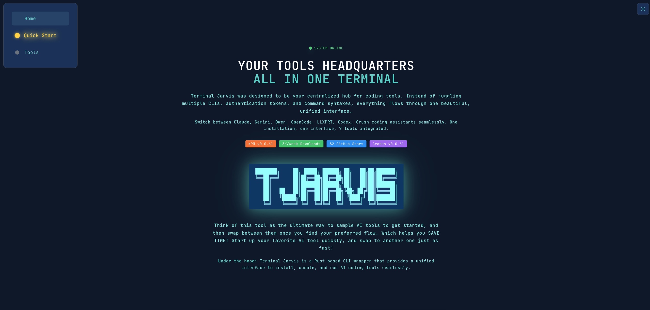 Terminal Jarvis Dark Mode